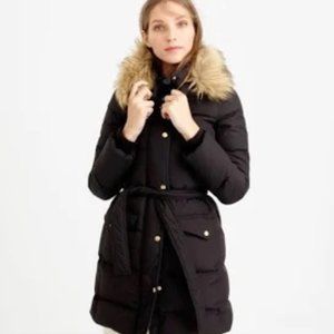 J. Crew Long Puffer Coat w/ removable hood